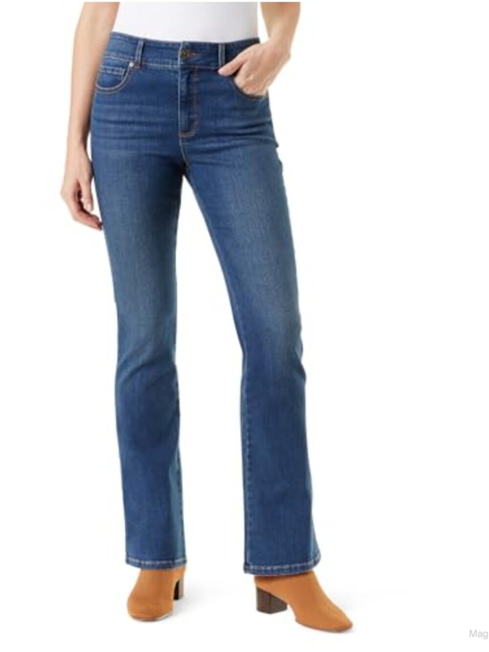 High Rise Boot Cut Jeans Tummy Control Stretch Denim